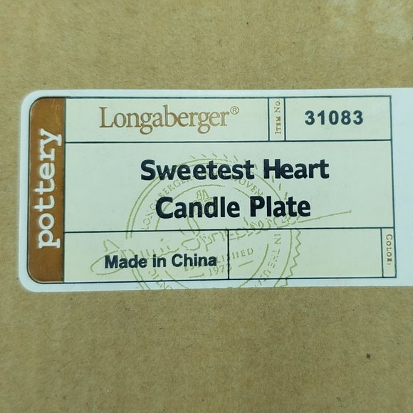 Longaberger Pottery Sweetest Heart Candle Plate Small White Dish - Picture 4 of 4